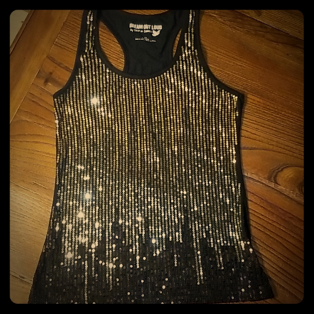 Black Sequin Tank Top